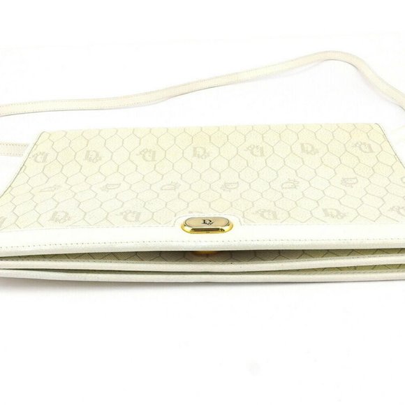 DIOR shoulder bag Honeycomb white gray gray PVC ~ leather Auth USED T18191 - Picture 3 of 8